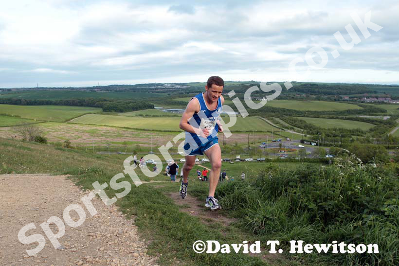 Michael Barker finishing in the Penshaw Hill Race.